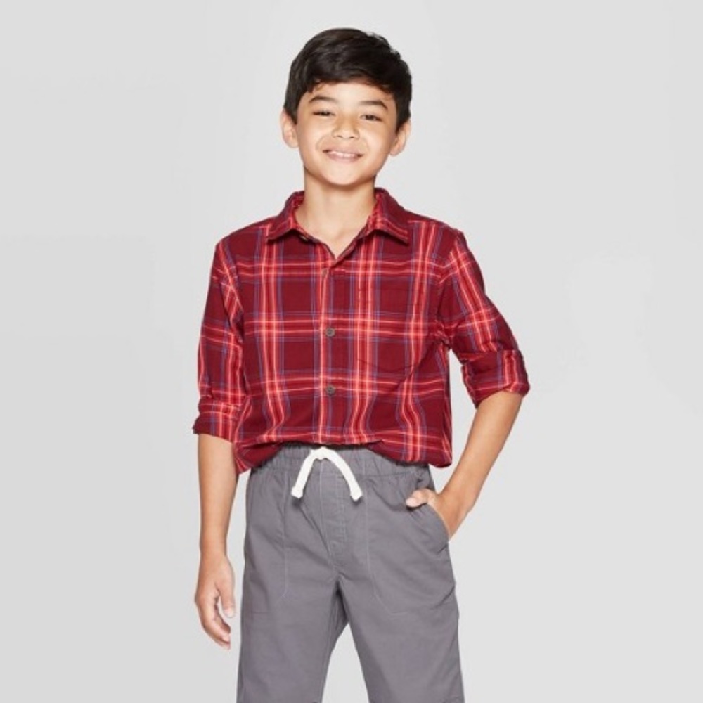 NWT Long Sleeve Button Down Shirt Boy S XL 6 7 16